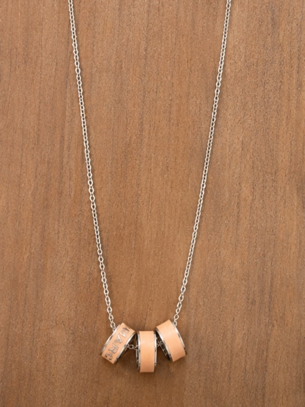 MARC BY MARC JACOBS Silver & Peach Enamel Logo Long Necklace